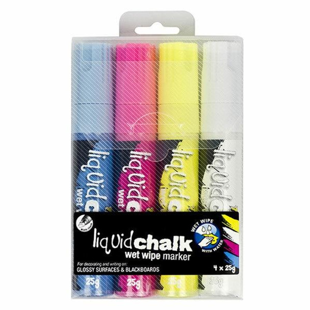 TEXTA Liquid Chalk Marker Wet Wipe Assorted Wallet4 Bullet 0400600