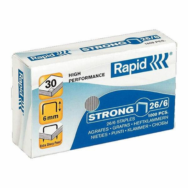 Rapid Staples 26/6mm Box1000 Strong 0406822
