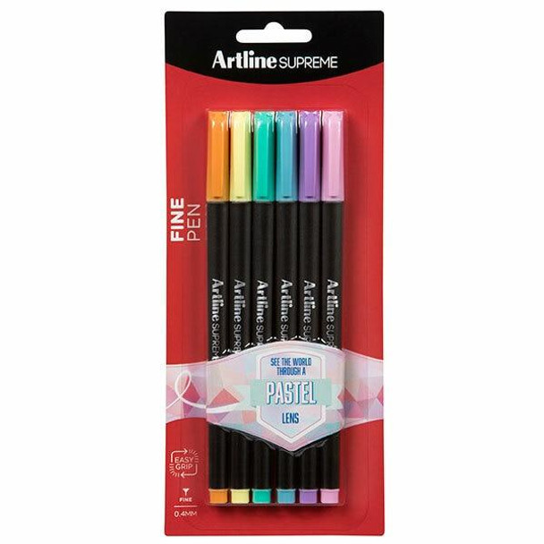 Artline Supreme Fineliner 0.4mm Pastel 6Pack X CARTON of 12 102135P