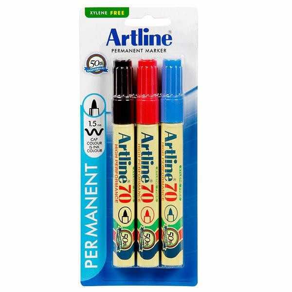 Artline 70 Permanent Marker 1.5mm Bullet Nib Assorted 3Pack X CARTON of 6 107072