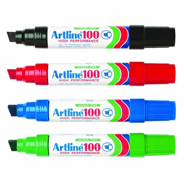 Artline 100 Permanent Marker 12mm Chisel Nib Assorted BOX6 110041