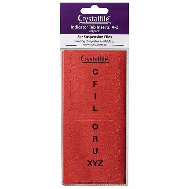 Crystalfile Inserts A-Z Red Pack 60 X CARTON of 25 111541C