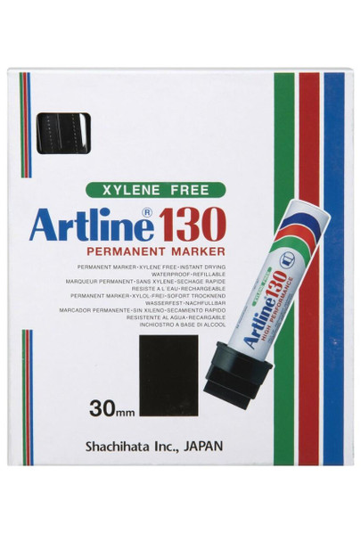 Artline 130 Permanent Marker 30mm Wedge Nib Black BOX6 113001 Artline 130 Permanent Marker 30mm Wedge Nib Black BOX6 113001