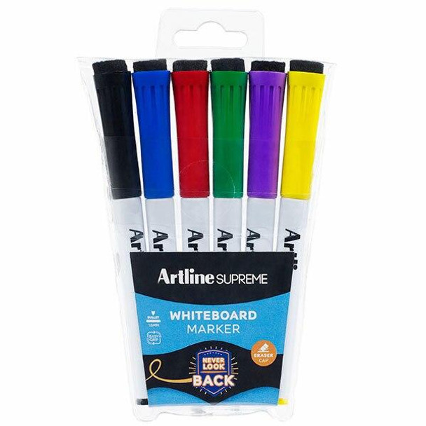 Artline Eraser Cap Whiteboard Marker Assorted X CARTON of 12 115176