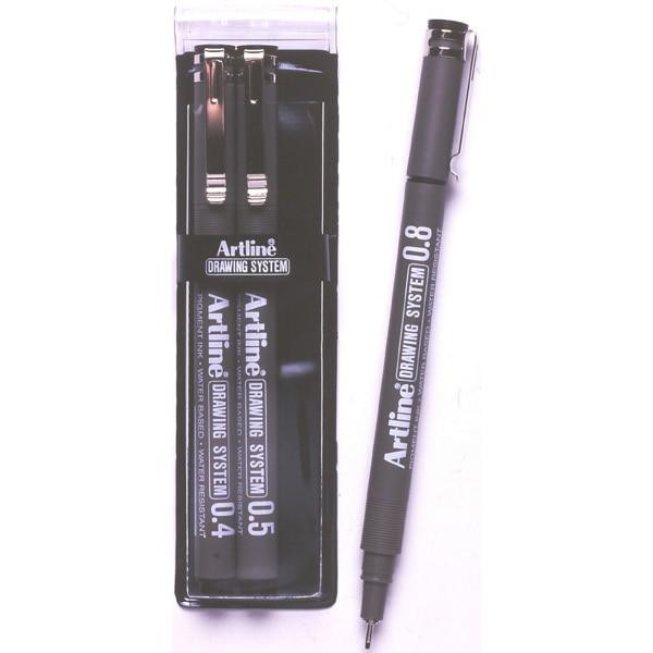 Artline 230 Drawing System Pen 3 Nib Sizes Black Wallet3 1230432