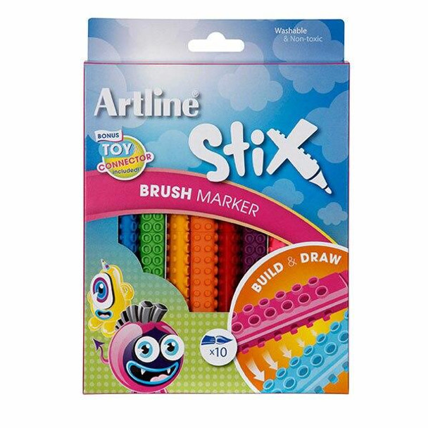 Artline Stix Brush Marker Pack10 131072