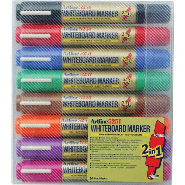 Artline 525t Whiteboard Marker Dual Nib Assorted Wallet8 151548