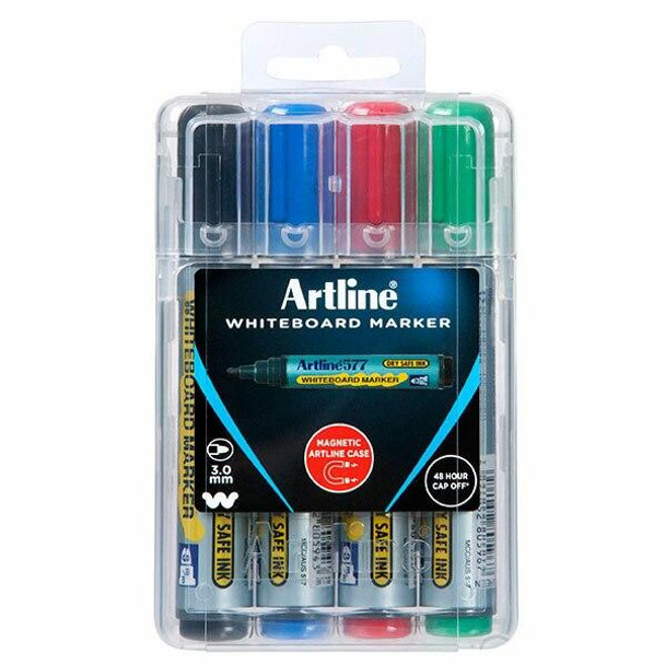 Artline 577 Whiteboard Marker Assorted Hard Case X CARTON of 6 157744HC
