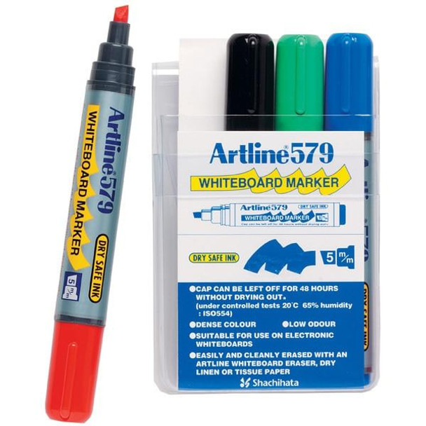 Artline 579 Whiteboard Marker 5mm Chisel Nib Assorted Wallet4 157944