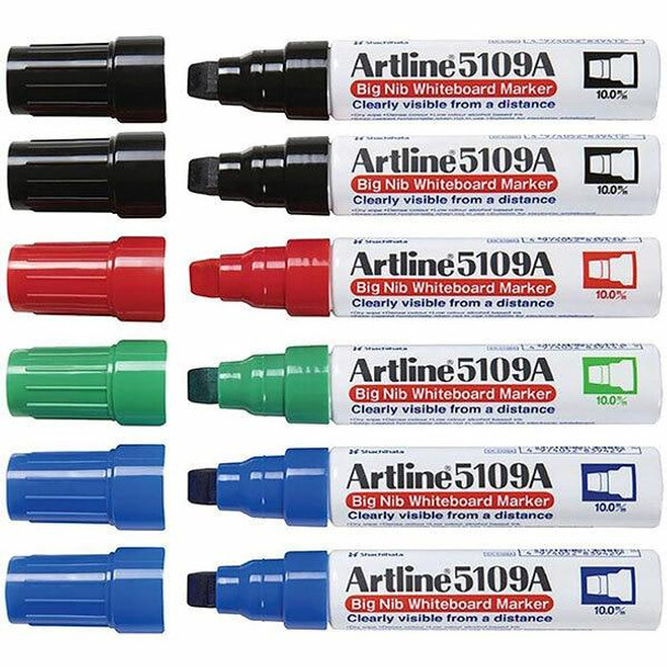 Artline 5109a Whiteboard Marker 10mm Chisel Nib Assorted BOX6 159041