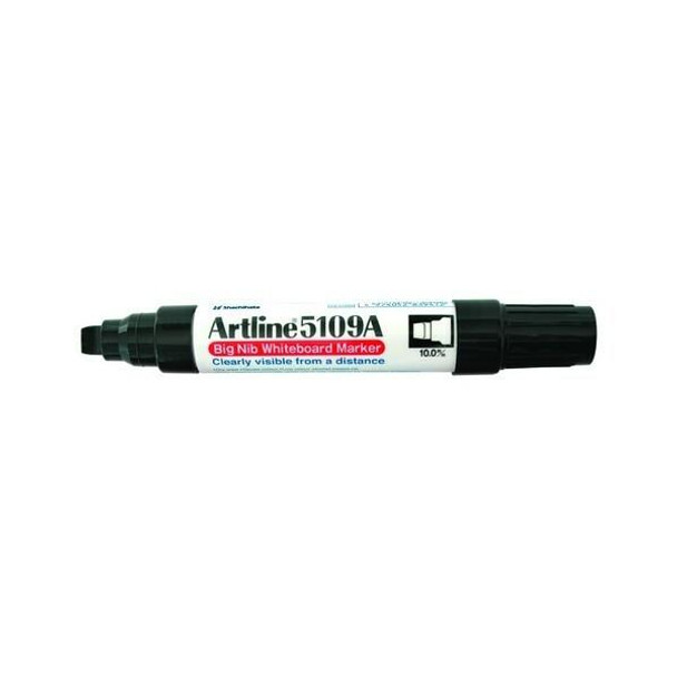 Artline 5109a Whiteboard Marker 10mm Chisel Nib Black Hangsell X CARTON of 6 159061