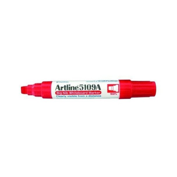 Artline 5109a Whiteboard Marker 10mm Chisel Nib Red Hangsell X CARTON of 6 159062