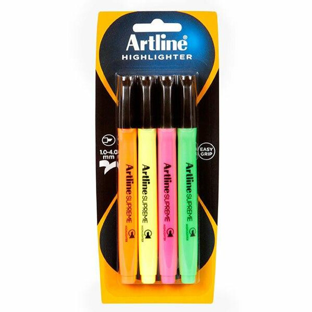 Artline Supreme Highlighter Assorted 4Pack 161074