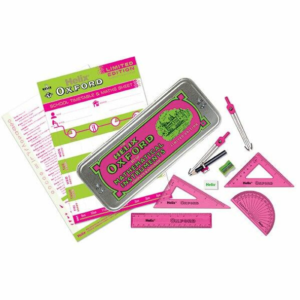 Helix Oxford Clash Math Set Pink and Green 170511