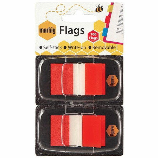 Marbig Flags - Pop Up 25x44mm 2Pack X50 Transparent Red X CARTON of 10 1813503