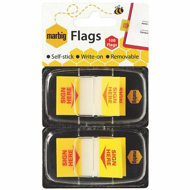 Marbig Flags - Pop Up 25x44mm Sign Here 2Pack X50 X CARTON of 10 18136