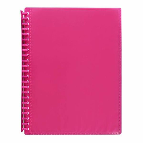 Marbig Refillable Display Book 20 Pocket Insert Cover Pink X CARTON of 12 2008509