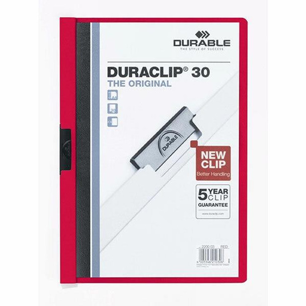 DURABLE Duraclip Document File A4 30 Sheet Red 220003