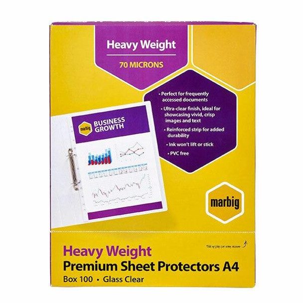 Marbig Sheet Protectors Heavyweight A4 100Pack 25100
