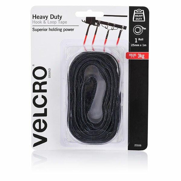 VELCRO Heavy Duty Hook and Loop Fasteners Tape 25mmx1m 25556