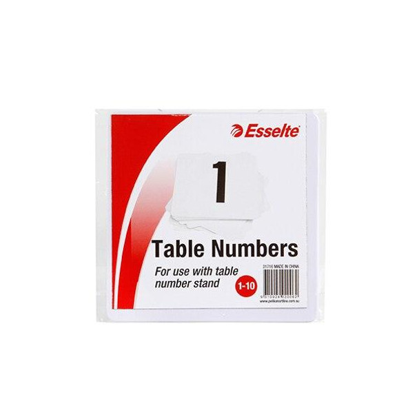 Esselte Table Numbers 1-10 White Pack10 31716