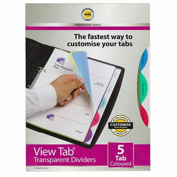 Marbig Professional Indices and Dividers 5 Tab Pp A4 Multi Coloured X CARTON of 10 37835