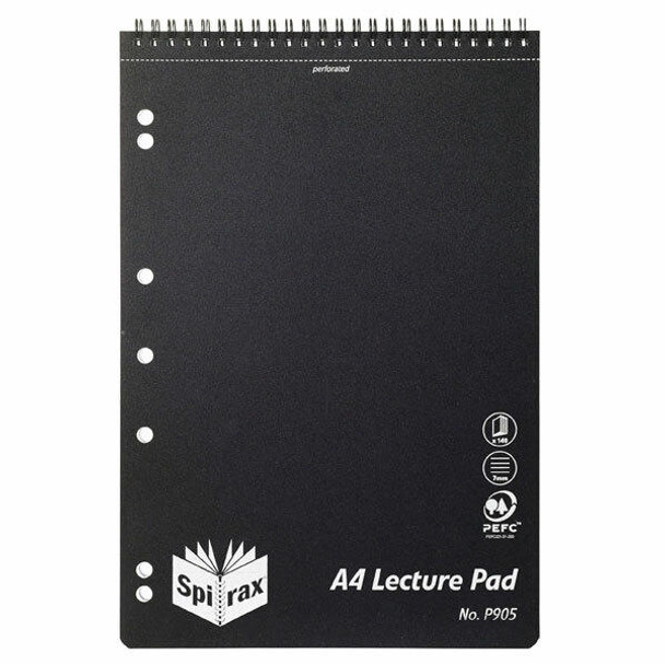 Spirax P905 Pp Lecture Pad 140 Pages Blk T/O X CARTON of 5 4090000