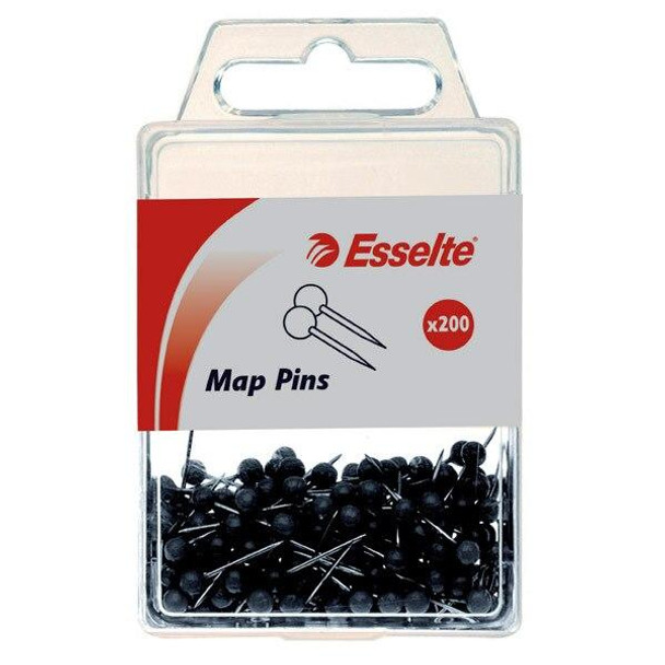 Esselte Pins Map Pack200 Black 46710