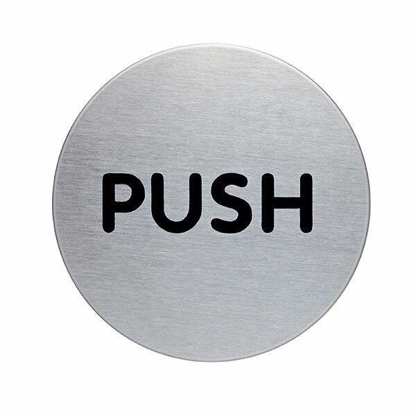 DURABLE brushed stainless steel pull door sign, 65mm silver, SKU 490165
