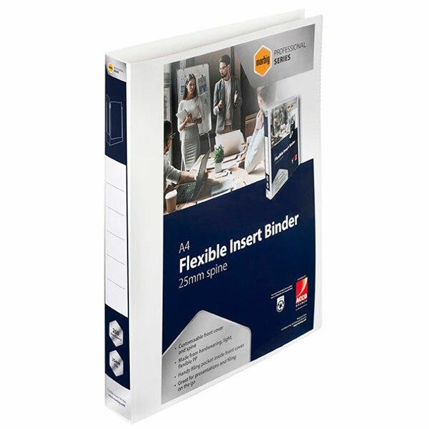 Marbig Professional Pp Insert Binder 4d 25mm White X CARTON of 40 5602004