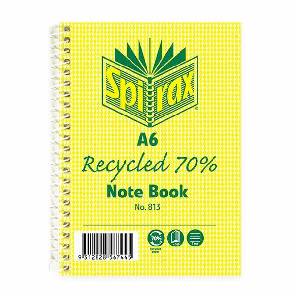 Spirax 813 Recycled Notebook A6 100 Page X CARTON of 5 56803