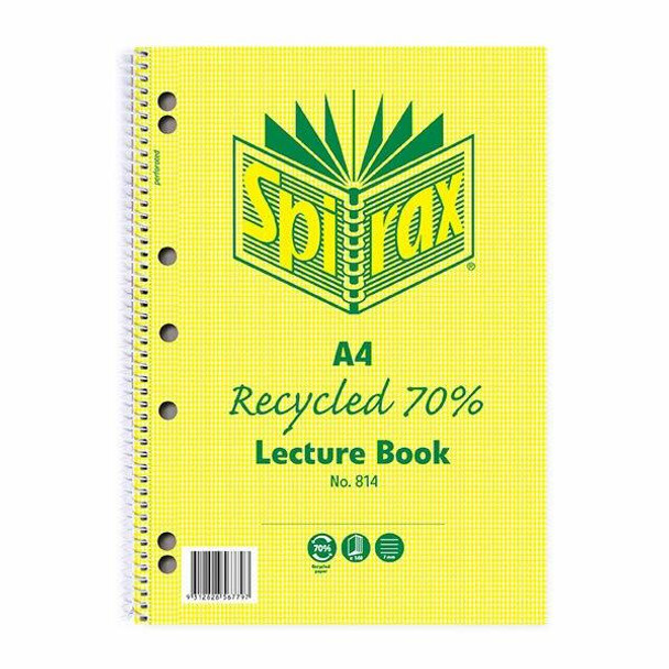 Spirax 814 Recycled Lecture Book A4 140 Page X CARTON of 5 56804