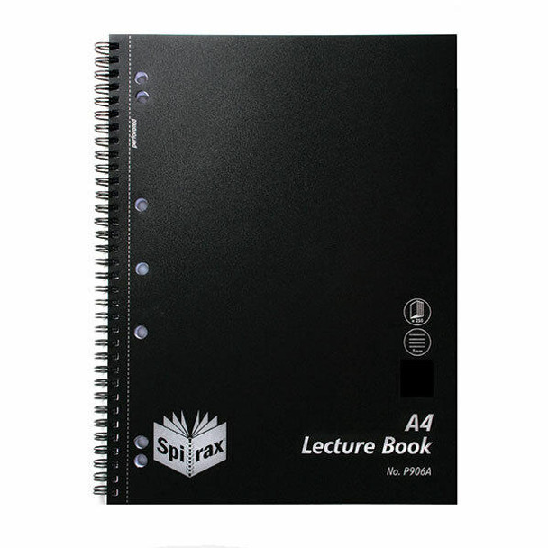 Spirax P906a Pp Lecture Book A4 250 Page Black X CARTON of 5 5690700