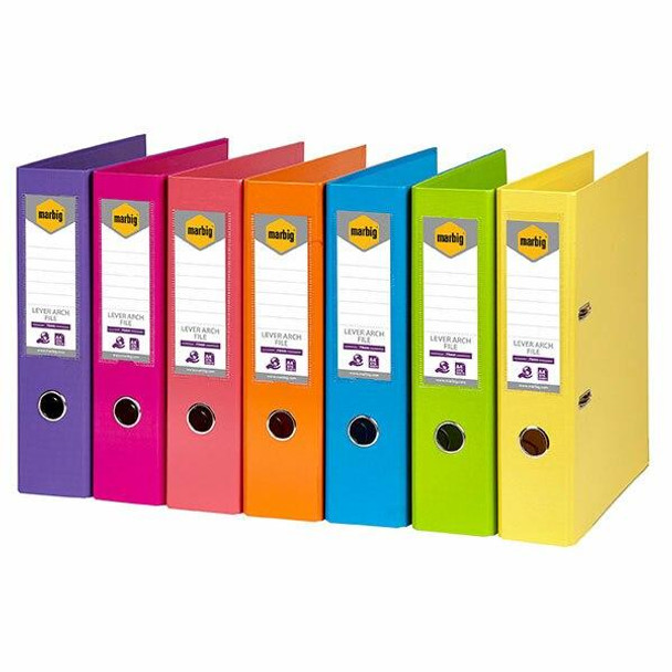 Marbig Lever Arch File A4 Pe Assorted Colours X CARTON of 10 6601099