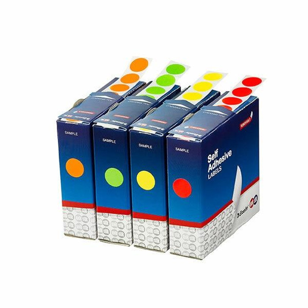 Quikstik Label Dispenser Circle 14mm Fluoro Yellow 700 Labels 80103CPFY