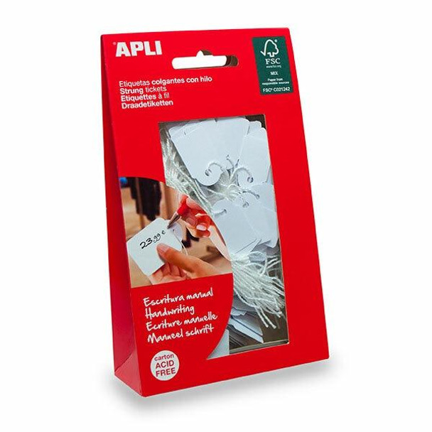 APLI Handwriting Strung Ticket 07013 36x53mm White Bag100 907013