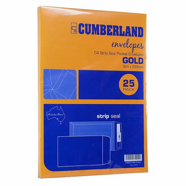 CUMBERLAND Strip Seal Pocket Envelope 85gsm C4 324 X 229mm Gold 912323