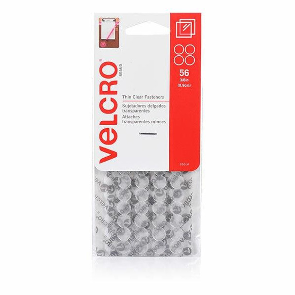 VELCRO Stick On Thin Clear Hook and Loop Dots 56 9mm 91614