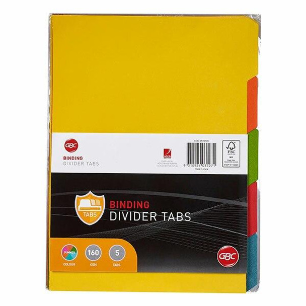 GBC Binding Tab Dividers A4 Colour Pack5 BCT5TSC