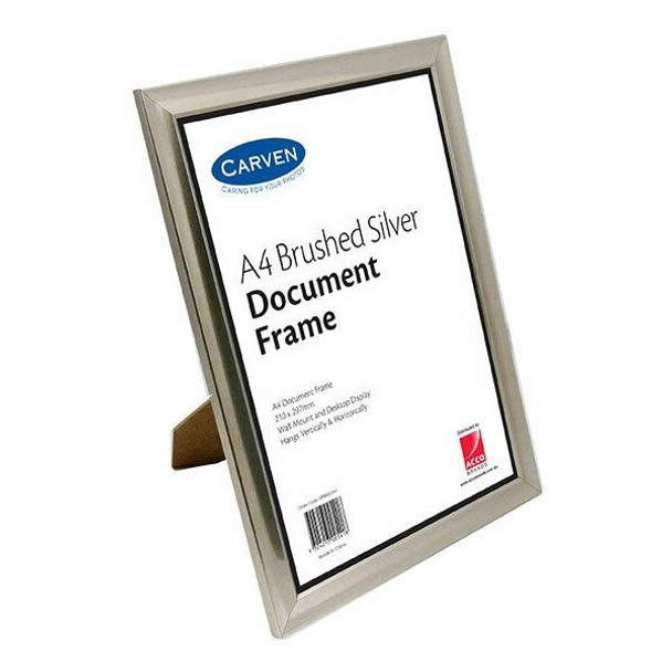 Carven Document Frame Brushed Silver A4 X CARTON of 6 QFBRSILVA4