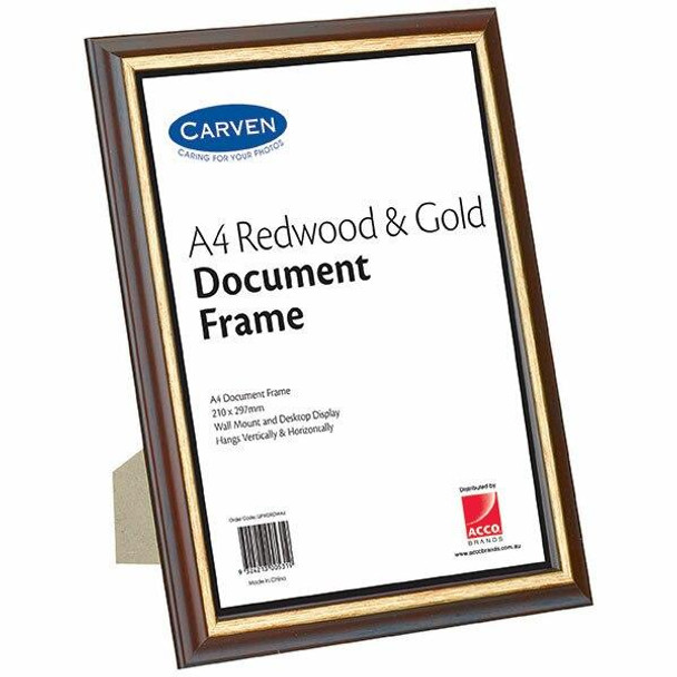 Carven Document Frame Redwood/Gold A4 X CARTON of 6 QFWDRDWA4