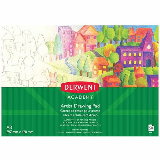 DERWENT Academy Drawing Pad Landscape A3 50 Sheets X CARTON of 5 R310480