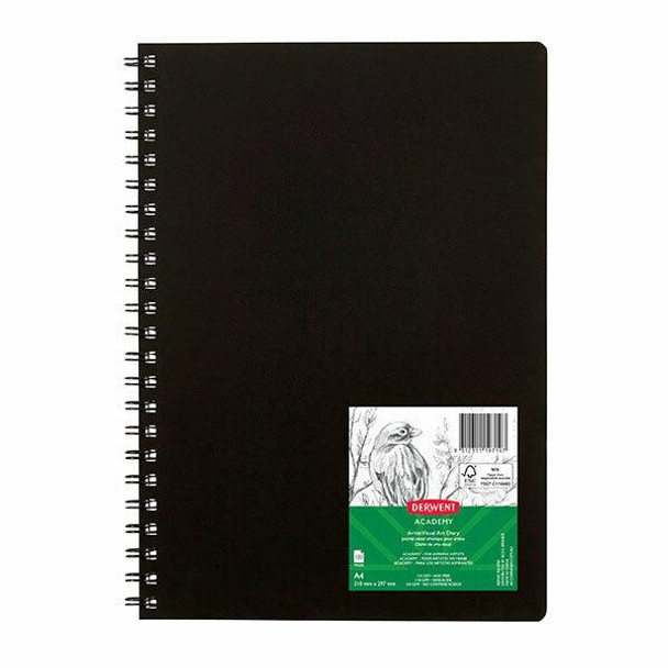 DERWENT Academy Visual Art Diary Portrait 120 Pages Black A4 X CARTON of 5 R31075F