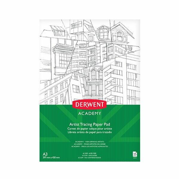 DERWENT Academy Tracing Paper Pad A3 Portrait 25 Sheets X CARTON of 5 R31240F