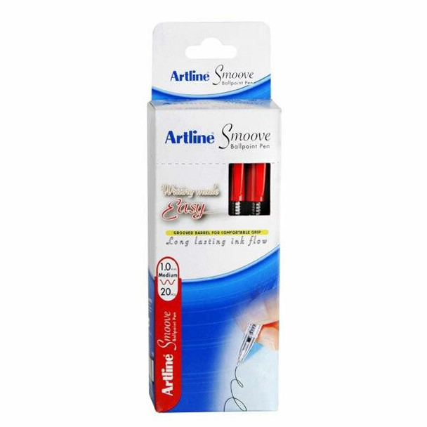 Artline Smoove Ballpoint Stick Medium Red Box20 SM1821202