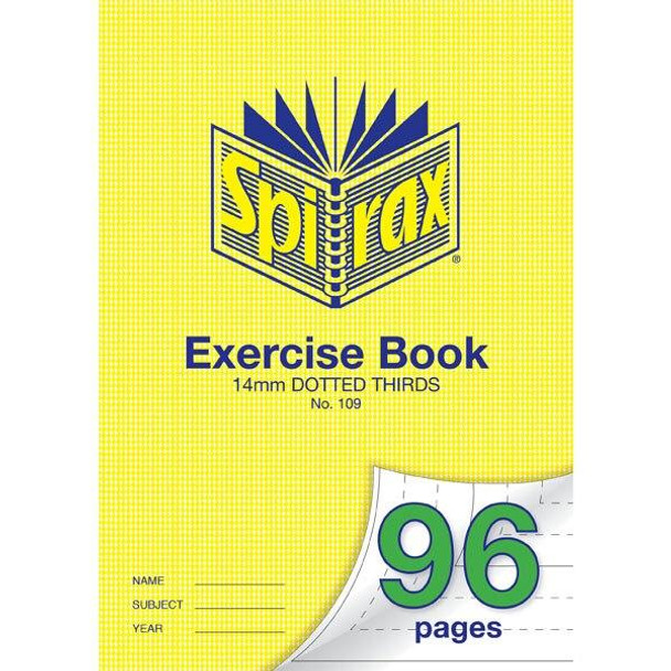 Spirax 109 Exercise Book 96 Page A4 14mm Dotted Thirds X CARTON of 10 56109