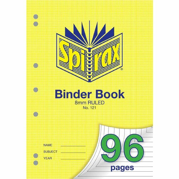 Spirax 121 Binder Book 96 Page A4 8mm Ruled X CARTON of 10 56121