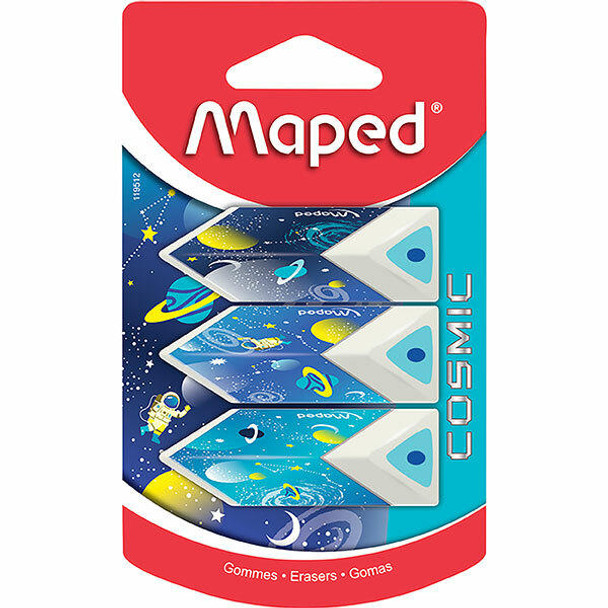 Maped Cosmic Eraser Pack 3 Assorted Colours X CARTON of 18 8119512