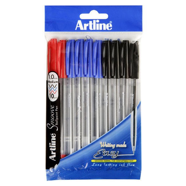 Artline Smoove Ballpoint Stick Medium Assorted Pack10 X CARTON of 12 SM18210741