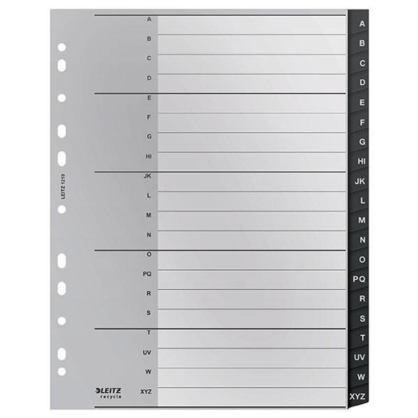 LEITZ Recycle Indices and Dividers A-Z Tab Pp A4 Black X CARTON of 20 12190000